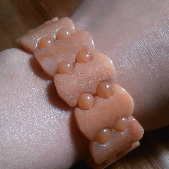 Red Aventurine Fancy Shape Stretch Bracelet - Picture 10 of 13